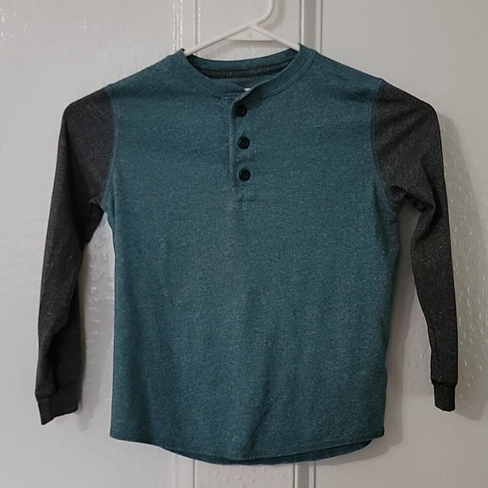 Boy's Old Navy Long Sleeve Tee Green/Grey Sz XS (5)